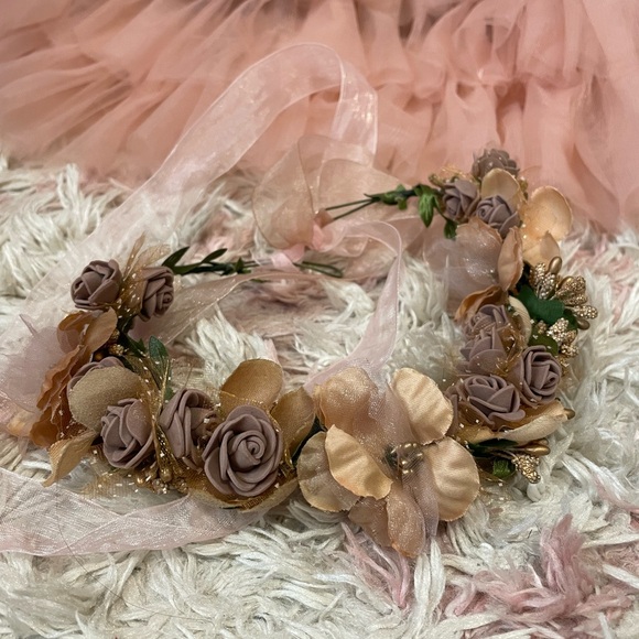 Blush Tiered Ruffle Tulle Flower Girl Dress - Picture 5 of 7